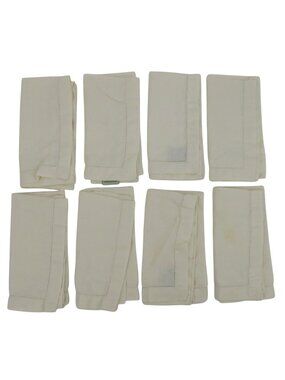Pottery Barn Set of 8 Solid Beige Off White All Linen 20x20in Fabric Napkins